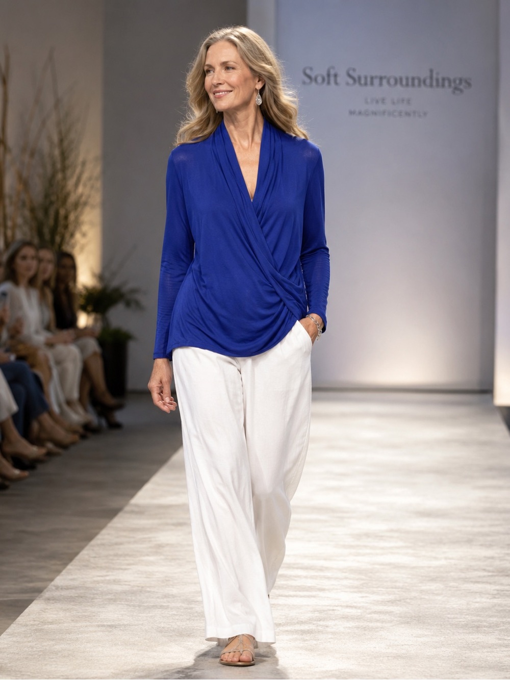 Soft Surroundings Royal Blue Draped Wrap Tunic